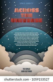 Paper art style. Space concept poster. Starry sky. vector illustration. Space oddity. Across the universe.