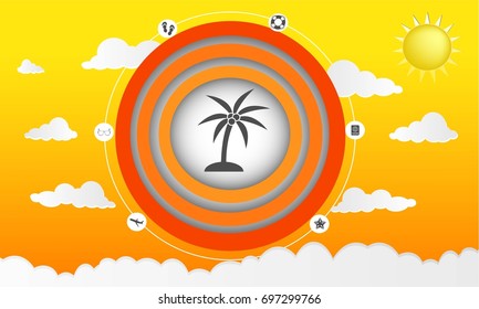 paper art style in summer concept idea vector illustration