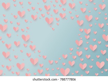 Paper art style of valentine's day greeting card and love concept.Origami hearts abstract background.Vector illustration.