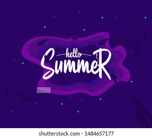 Paper Art Stylized Hello Summer Modern Typographic Trendy Vector
