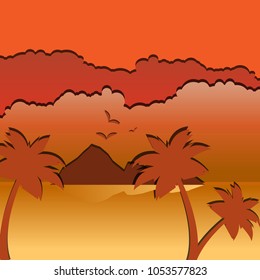 Paper art The summer holidays background