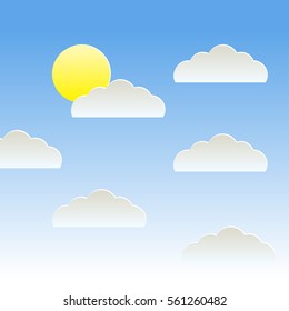 Paper art sun day cloud vector