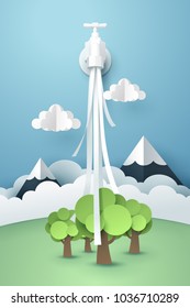 Paper art of tap with flowing water, world sustainable environment friendly idea, vector art and illustration.