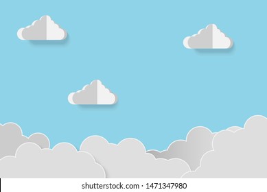 paper art texture in  blue sky vector 