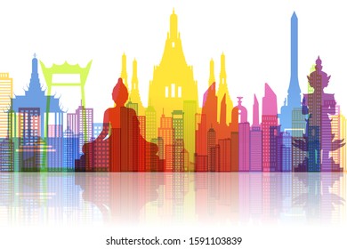 Paper art of Thailand landmark, travel and tourism concept, eps 10 vector.