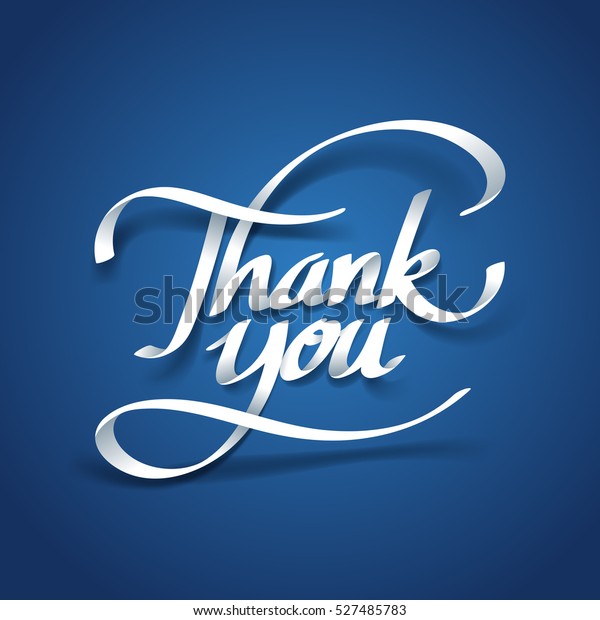 Paper art of thank you calligraphy hand\
lettering, vector art and\
illustration.