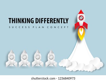 Paper Art of Thinking Differently or Being different and move to success in life vector
