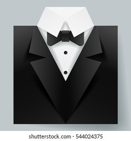 Paper art of tuxedo icon for male fashion and fathers day, vector art and illustration.