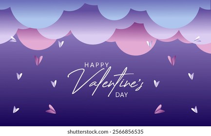 paper art of valentine s day festival purple pastel background vector image and use it as your wallpaper, poster and banner design