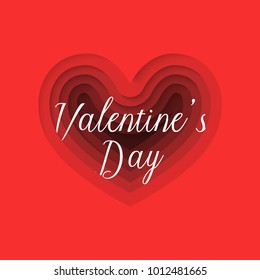 Paper art of valentine's day calligraphy and lettering on red heart with cyan background, origami and valentines day concept, vector art and illustration.
