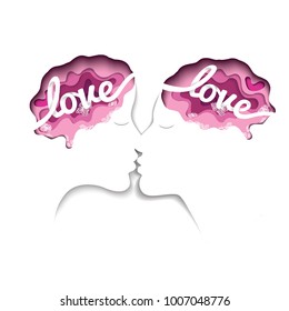 Paper art of  Valentine's day on paper of lover concept. typography design and abstract background Used to greeting card invitation and design all artwork. Vector illustration

