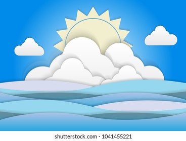 paper art of water background