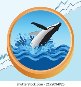 Paper Art Whale Jumping Out Water Stock Vector (Royalty Free