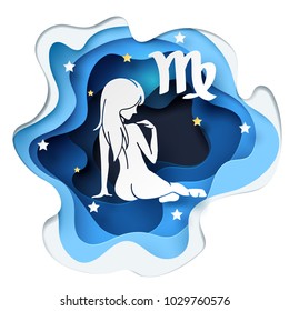 Paper art of women to Virgo of zodiac and horoscope concept, vector art and illustration.