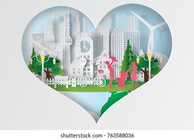 paper art of World environment day. Earth globe with  style Concept design for banner,Vector illustration