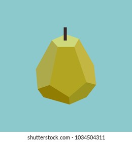 Paper art yellow pear. Vector illustration. Paper cut style pear.