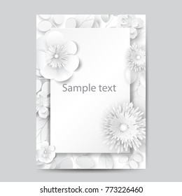 Paper artflowers design for brochure. Vector stock,