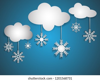 Paper arts snow flakes vector. Snow flakes background. Christmas snow flake