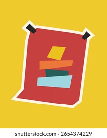 Paper Artwork Sticker with Flat Soft Color Palette in Cutout Style