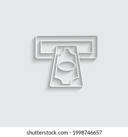 icono del dinero del atm de papel. Dinero del signo vectorial de atm