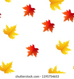 paper autumn leaves, seamless pattern, maple, yellow and red