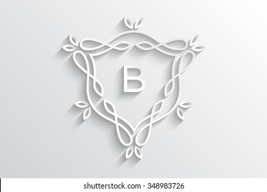 Paper B monogram letter logo design alphabet collection