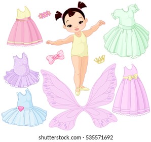 Paper Baby Girl Doll With Different Fairy, Ballet And Princess Dresses