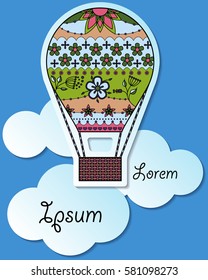 Paper background with air balloon