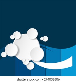  paper background with circles with place for text. Simple and cute vector illustration in blue colors. Bright background template.