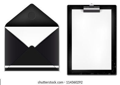 Paper background with paper clip and envelope