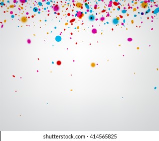 Paper background with color confetti. Vector illustration.