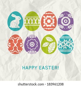 paper background with  colour easter eggs, vector illustration