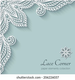 Paper background with lace corner ornament, vector eps10