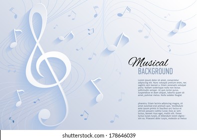 Paper background with music notes. Vector illustration.