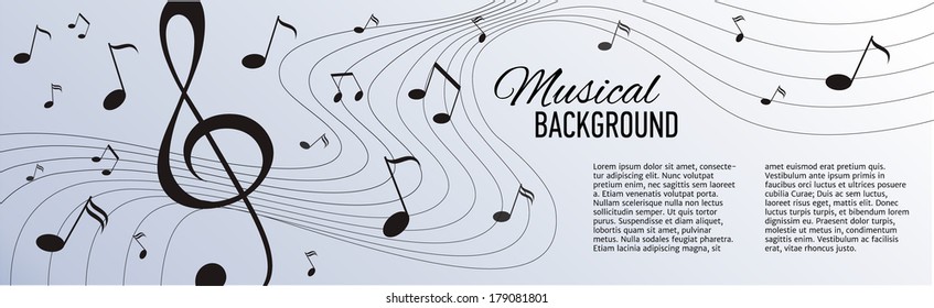 Paper background with music notes. Vector illustration.