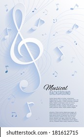 Paper background with music notes. Vector illustration.