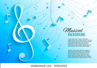 Paper background with music notes. Vector illustration.