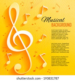 Paper background with music notes. Vector illustration.