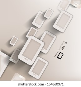 paper background with phone web icon,flat design
