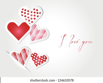 Paper background or postcard with Valentine Labels hearts