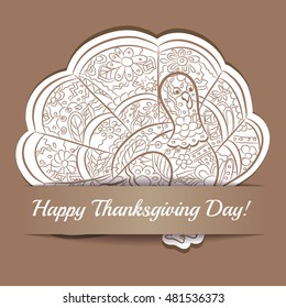 Paper background with thaksgiving turkey