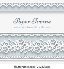 Paper background, vector frame with ornamental seamless borders, eps10