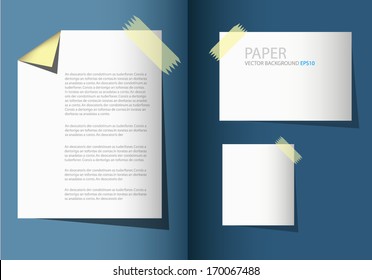 paper background vector on blue book or note board origami paper shadow for text and message design banner and card brochure