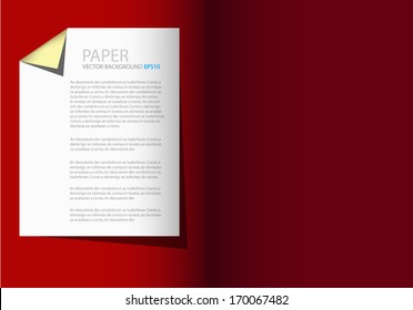 paper background vector on red book or note board origami paper shadow for text and message design banner and card brochure