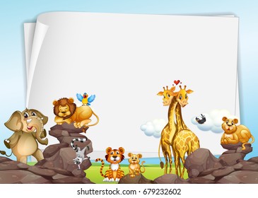 Paper background with wild animals illustration