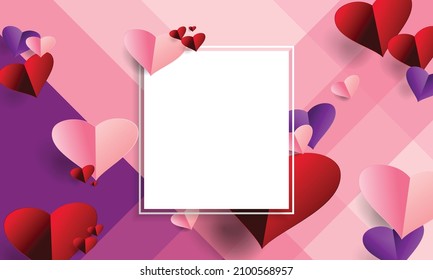 paper backgrounds with love shapes, and red, purple and pink colors, suitable for greeting cards, background for Valentine's Day events, weddings and others. file fector and space area