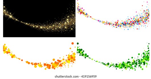 Paper backgrounds set with wave of color drops. Vector illustration.