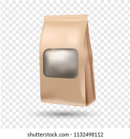 paper bag ,3d, with plastic window vector illustration isolated on transparent background