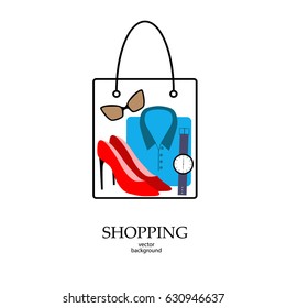 Paper bag, abstraction, vector illustration on a theme of shopping, background