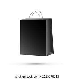 Paper bag black, vector illustration